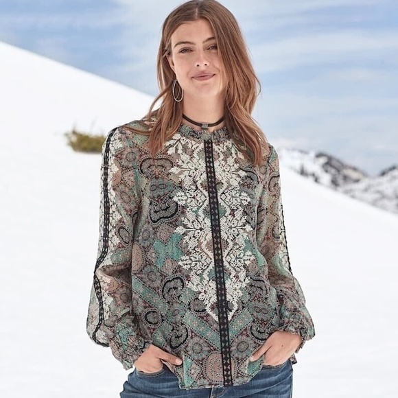 SUNDANCE Victorian Charms Embroidered Boho Long Sleeved Blouse Top - Picture 2 of 11